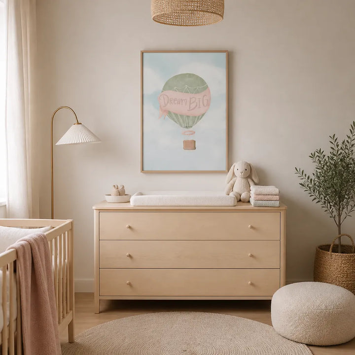 Room mockup featuring Soaring Inspiration Hot Air Balloon Print
