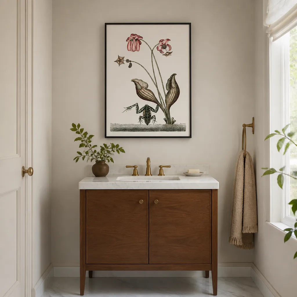 Room mockup featuring Botanical Serenade Frog Vintage Art Print