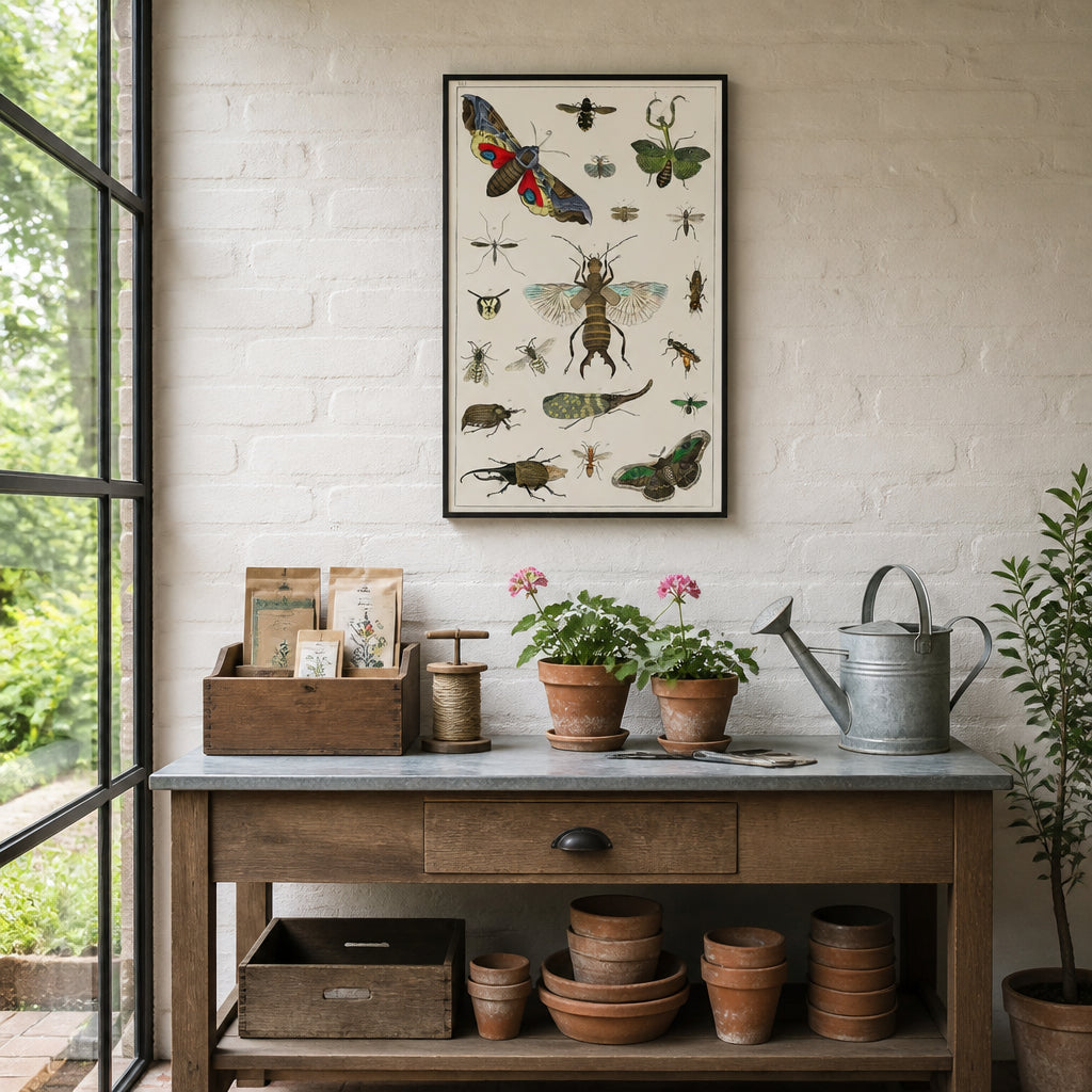 Room mockup featuring Entomologist's Delight Vintage Ilustration Print