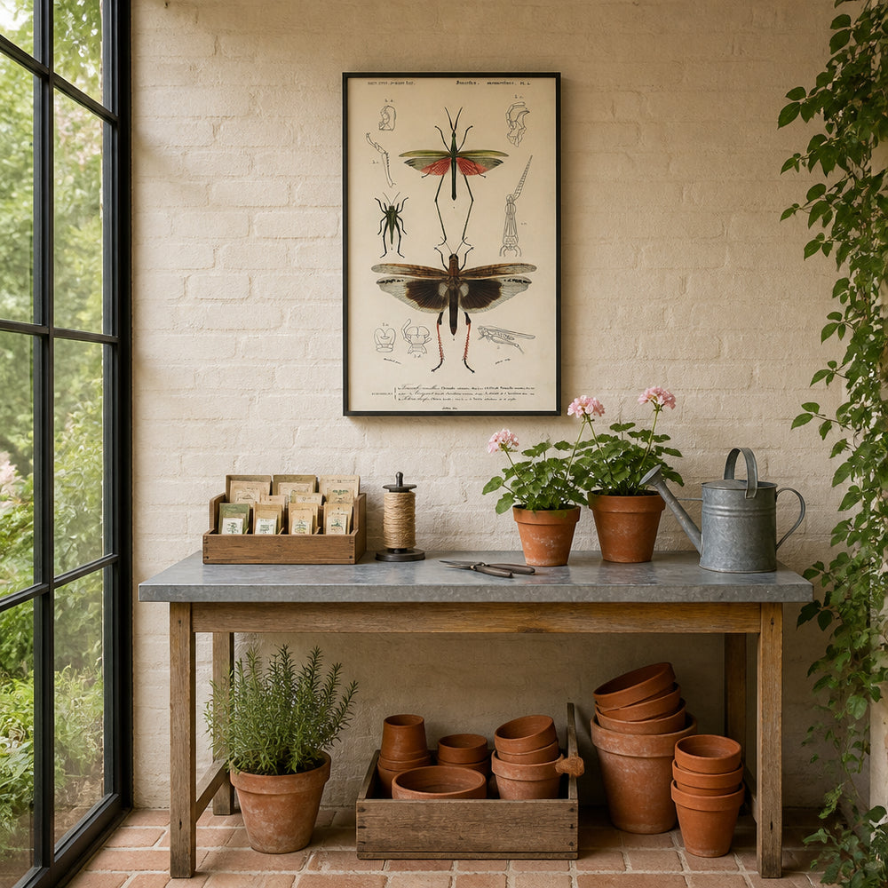 Room mockup featuring Entomological Study Vintage Ilustration Print
