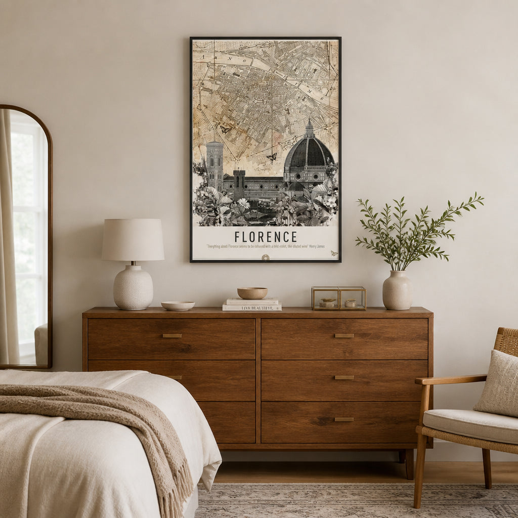 Room mockup featuring Golden Age Florence Map Print