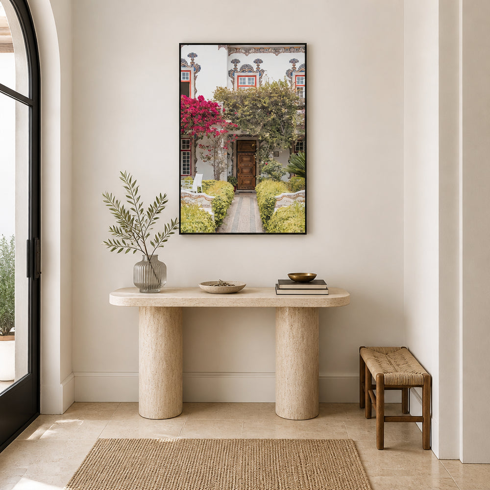 Room mockup featuring Blooming Threshold Cityscape Art Print