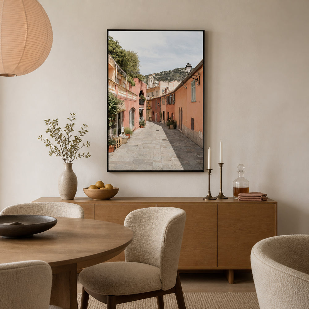 Room mockup featuring Charm of Villefranche Alleyway Print