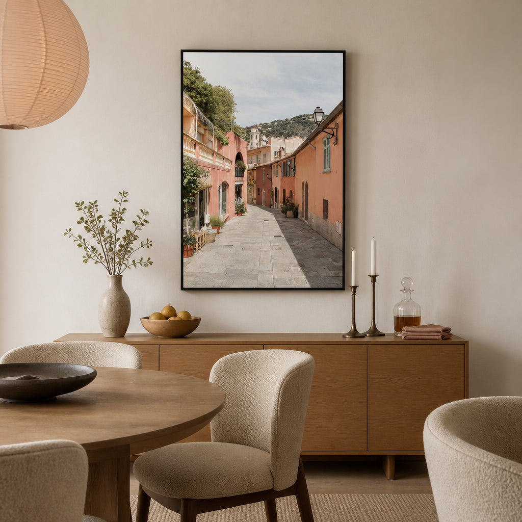 Room mockup featuring Charm of Villefranche Alleyway Print