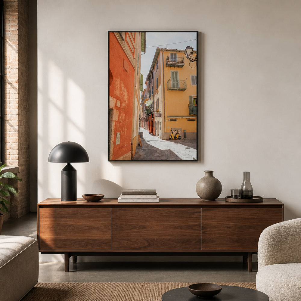 Room mockup featuring Mediterranean Alleyway Charm Print