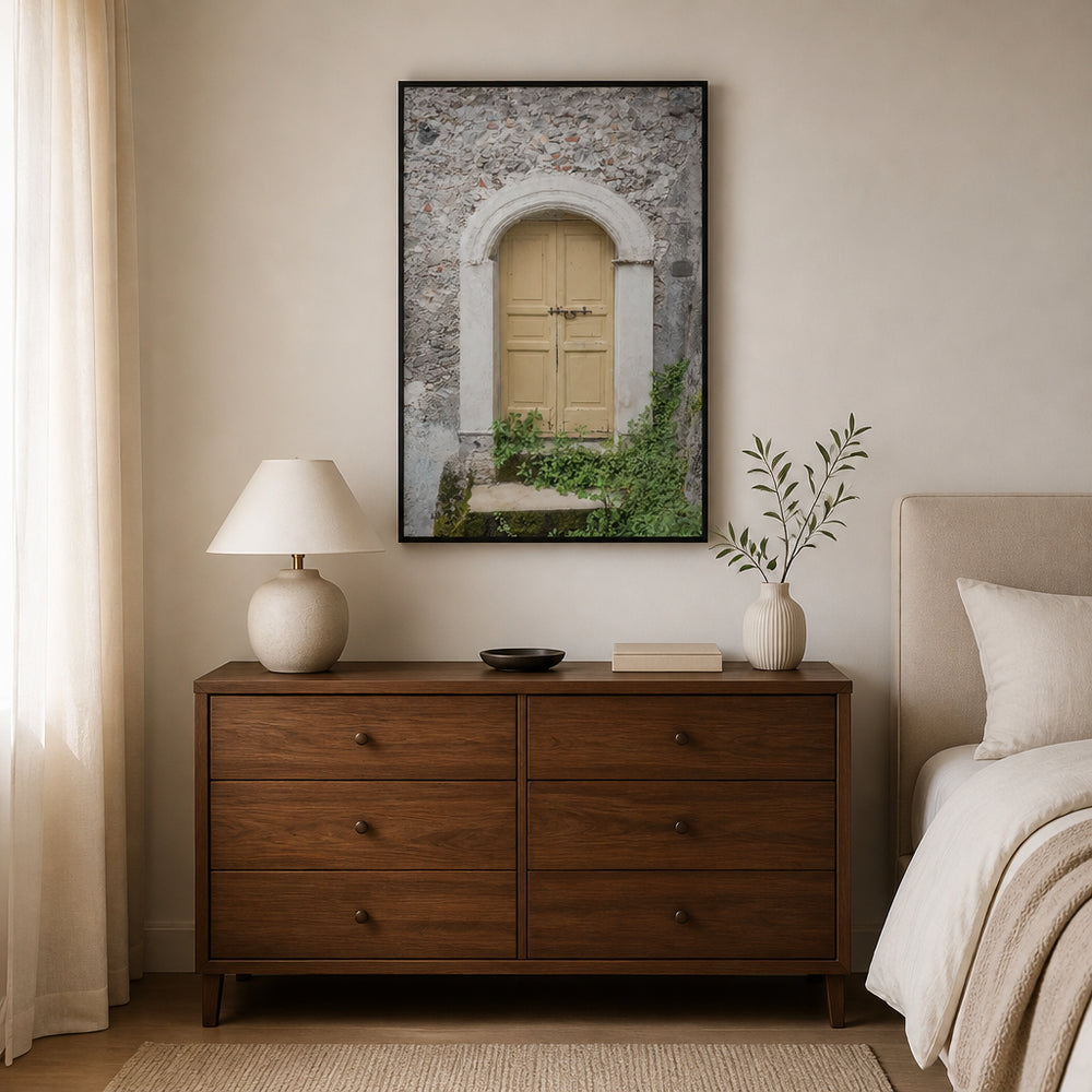 Room mockup featuring Old World Charm: Italian Door Print