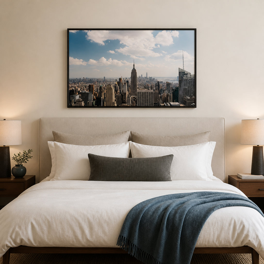 Manhattan View by Bethany Young Print shown in a styled room