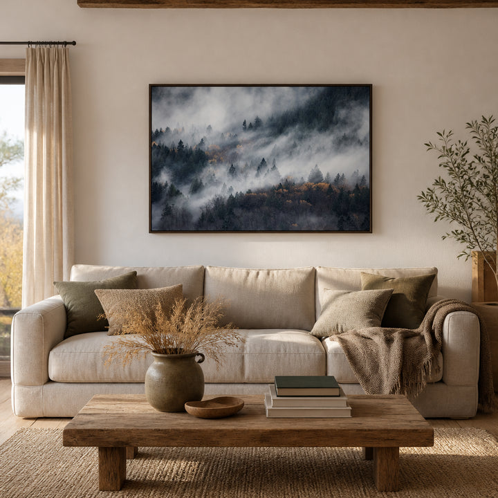 Room mockup featuring Misty Forest Canopy Print