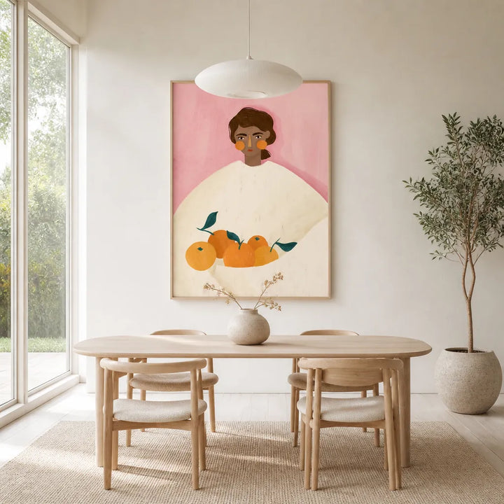 Room mockup featuring Serene Citrus Portrait Art Print
