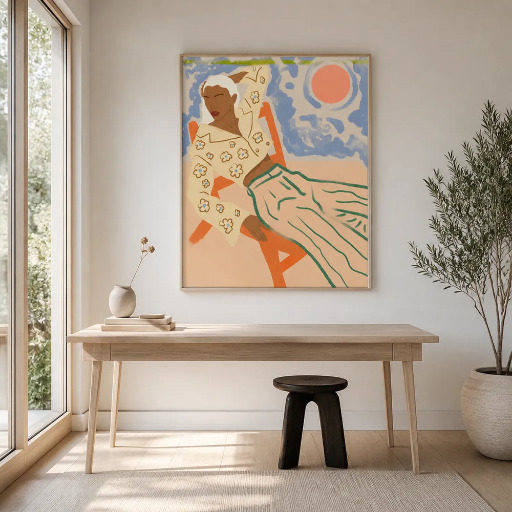 Room mockup featuring Sunbathing Serenity Art Print