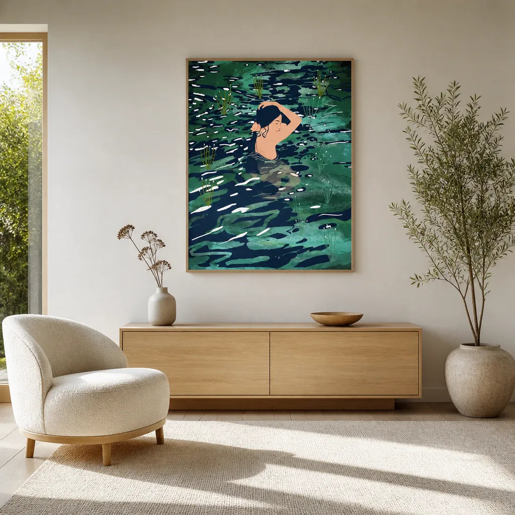 Room mockup featuring Serene Waterscape Art Print