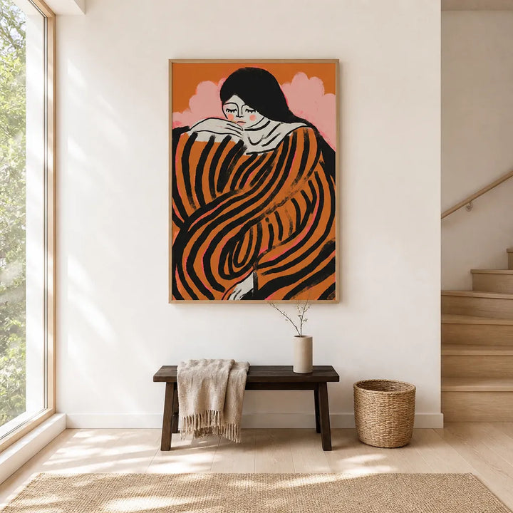 Room mockup featuring Solitude Muse Contemporary Feminine Wall Art Print