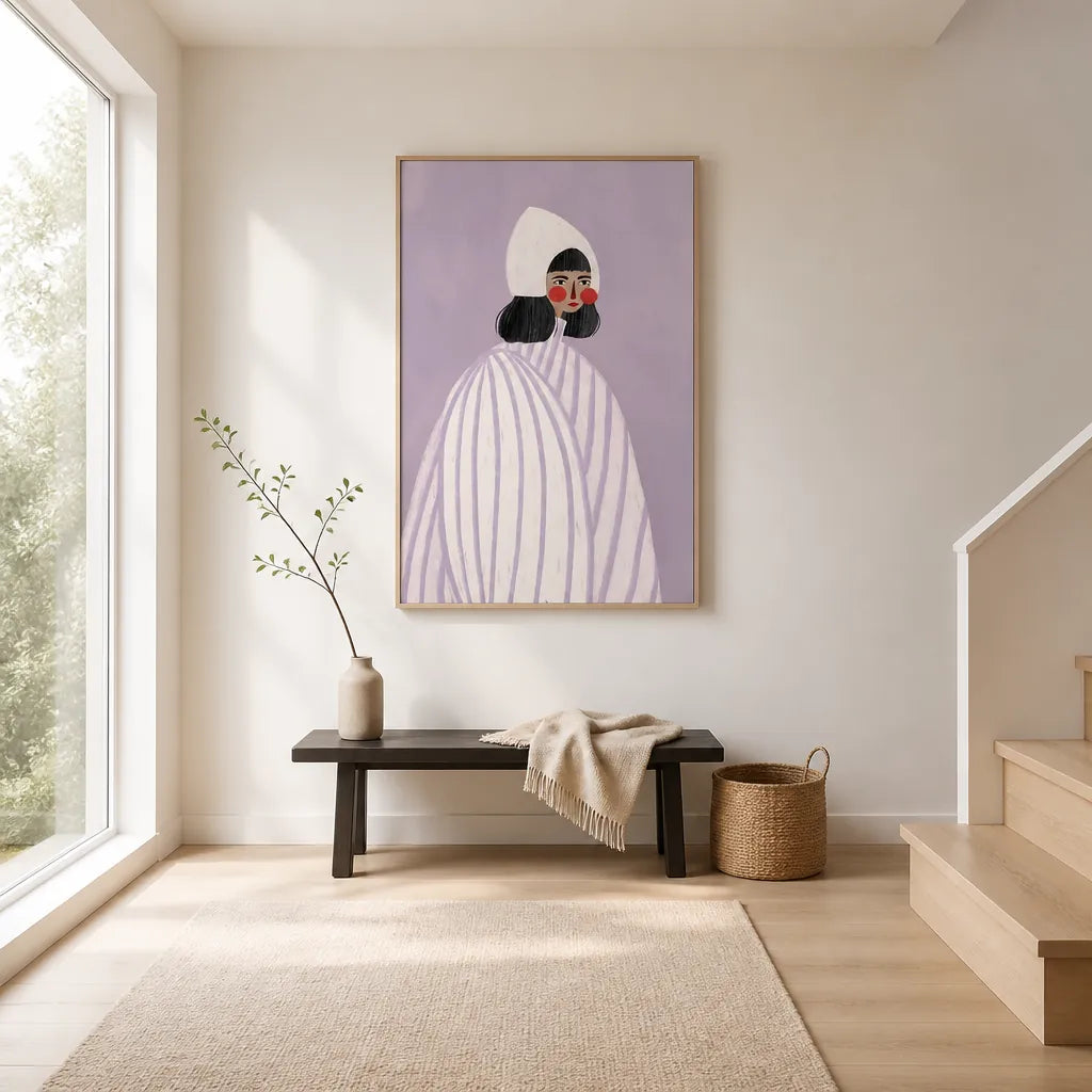 Room mockup featuring Regal Violet Portrait Contemporary Feminine Wall Art Print
