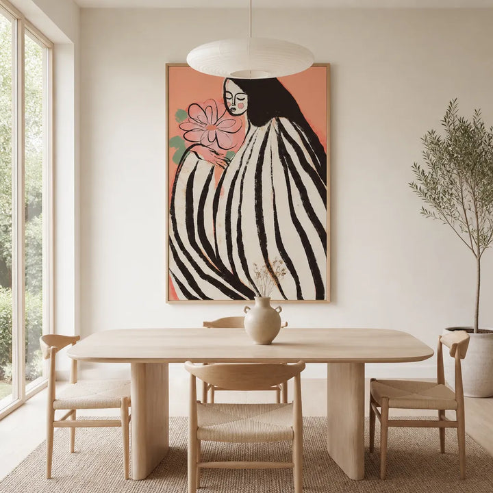 Room mockup featuring Blossoming Serenity Contemporary Feminine Wall Art Print