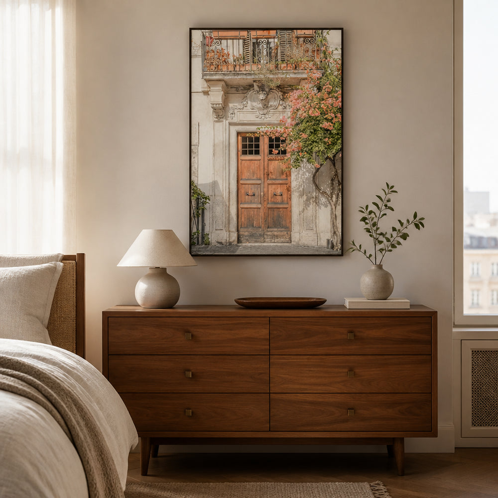 Room mockup featuring Floral Entry Mediterranean Photo Print