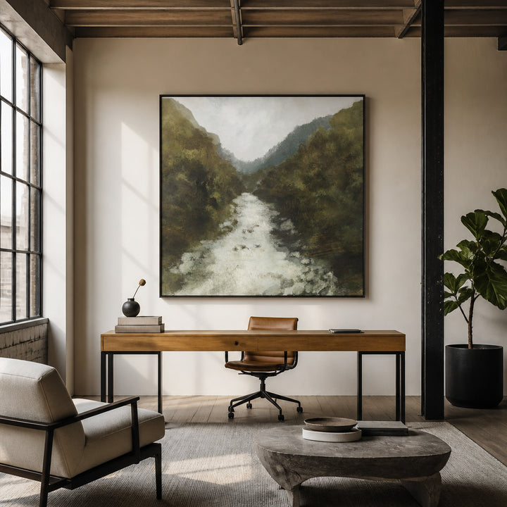 Room mockup featuring River Gorge Abstract Landscape Art Print