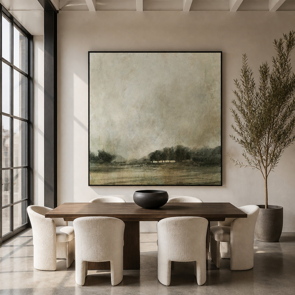 Room mockup featuring Through the Trees Abstract Landscape Art Print