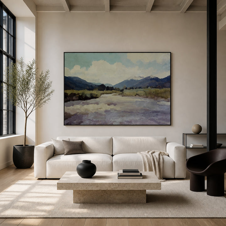 Room mockup featuring Valley River Abstract Landscape Art Print