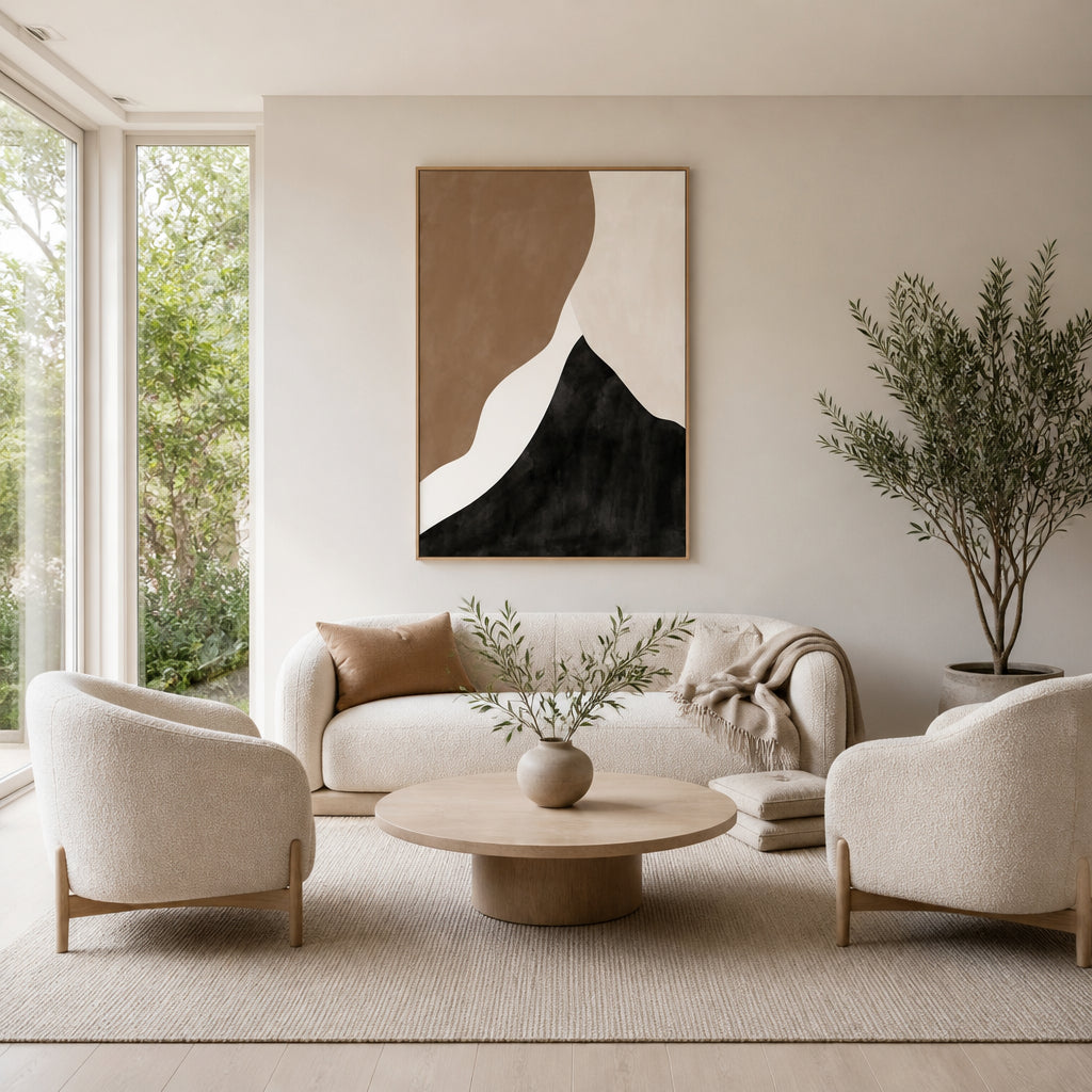 Room mockup featuring Abstract Beige and Brown Art No.1 Art Print