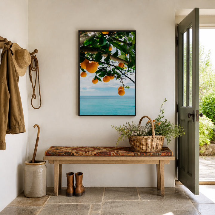 Room mockup featuring Amalfi Coast Oranges IV Art Print