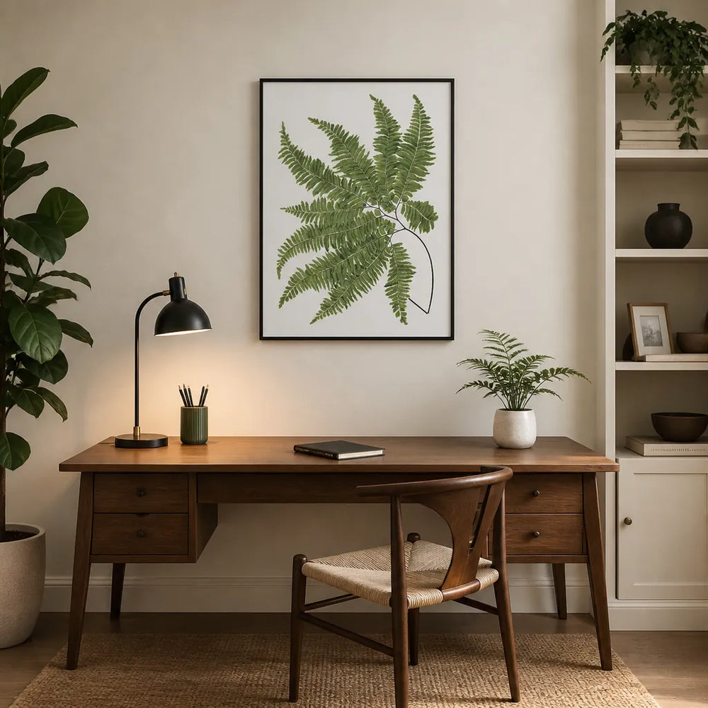 Room mockup featuring Adiantum Curvatum Fern Art Print
