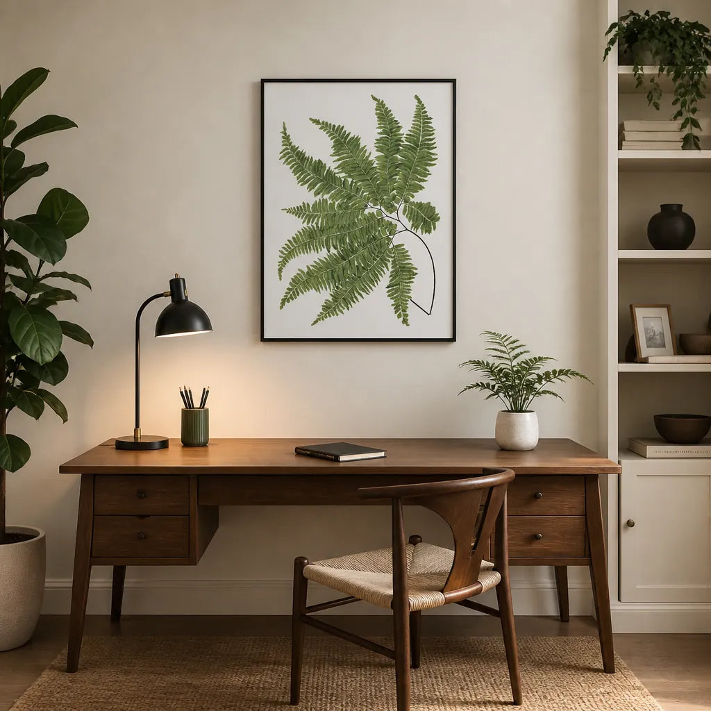 Room mockup featuring Adiantum Curvatum Fern Art Print