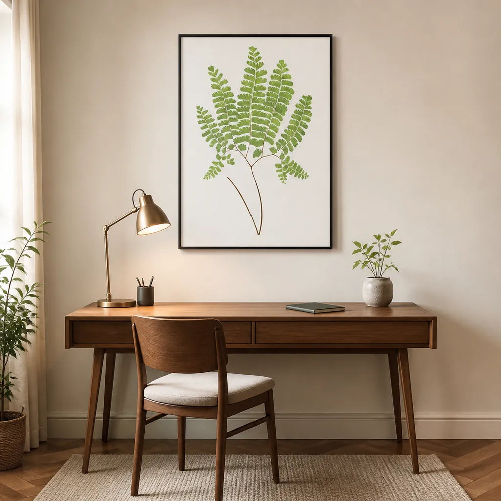 Room mockup featuring Adiantum Pedatum Fern Art Print
