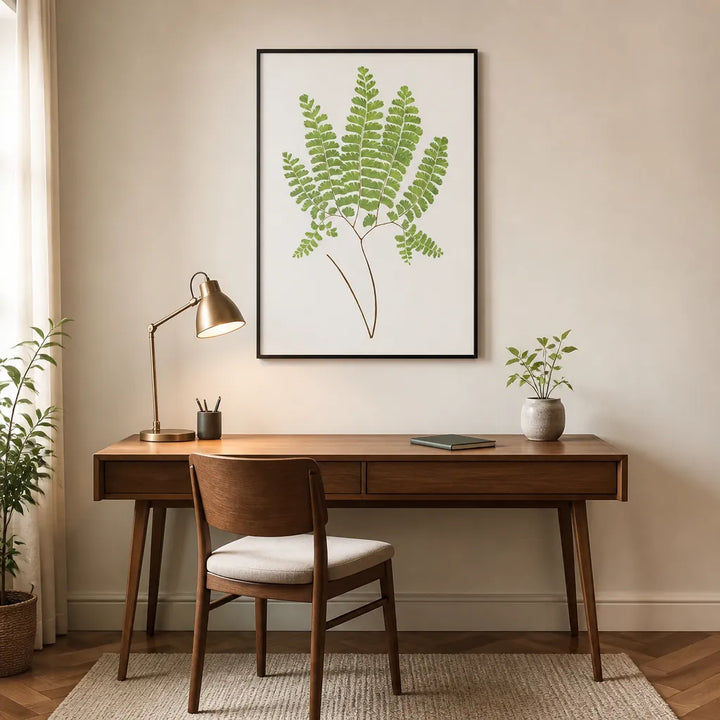 Room mockup featuring Adiantum Pedatum Fern Art Print