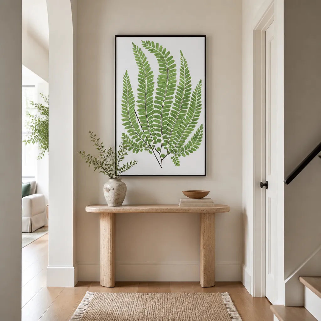 Room mockup featuring Adiantum Pubescens Fern Art Print