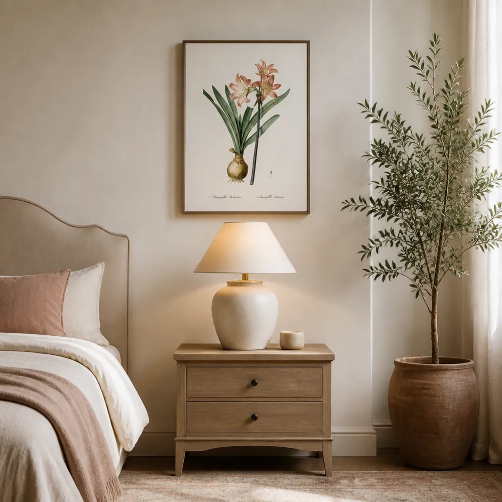 Room mockup featuring Amaryllis Belladonna Art Print