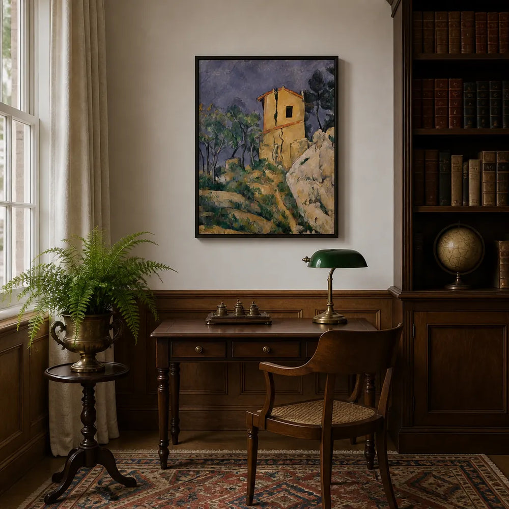Room mockup featuring The House with the Cracked Walls by Paul Cézanne Art Print