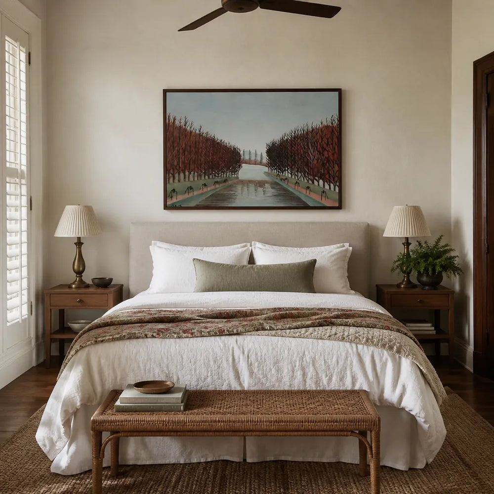 Room mockup featuring Le canal by Henri Rousseau Art Print