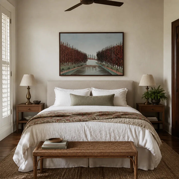 Room mockup featuring Le canal by Henri Rousseau Art Print