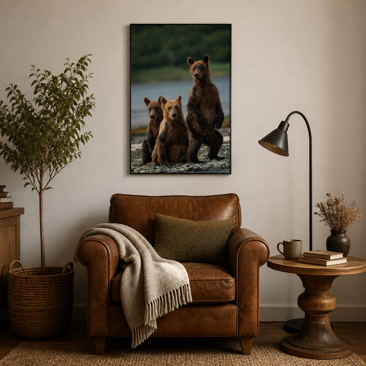 Room mockup featuring Bear Trio on Alert Photo Print