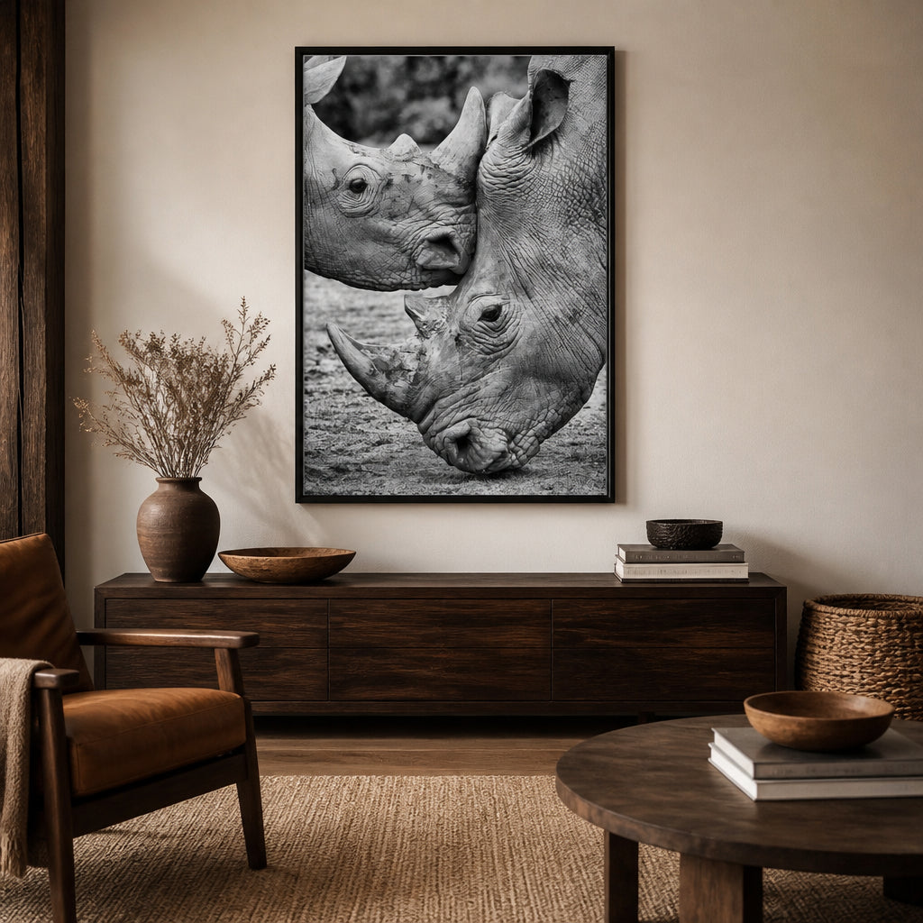 Room mockup featuring Rhino Encounter Photo Print