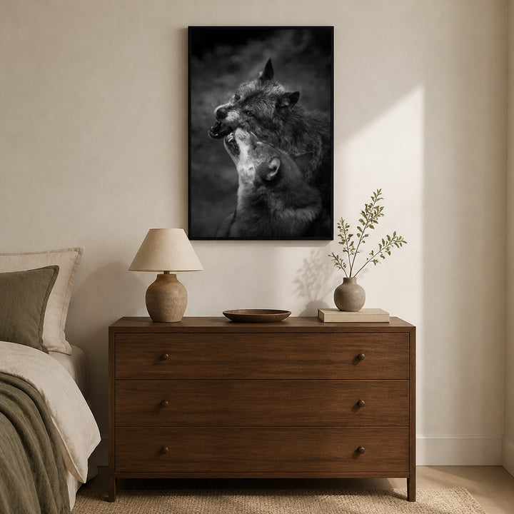 Room mockup featuring Foreplay of Wolves Photo Print