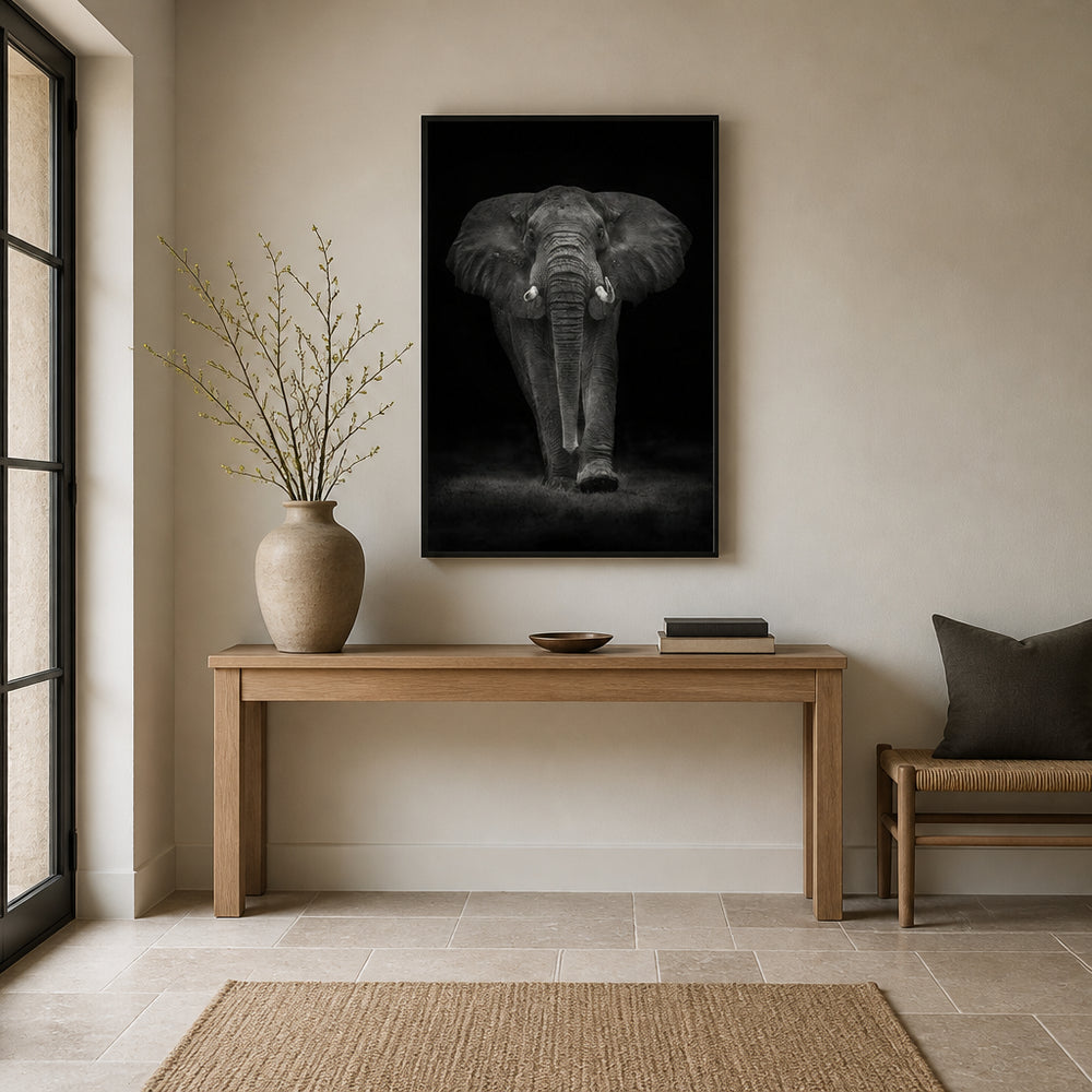 Room mockup featuring Ngorongoro Elephant Majesty Photo Print