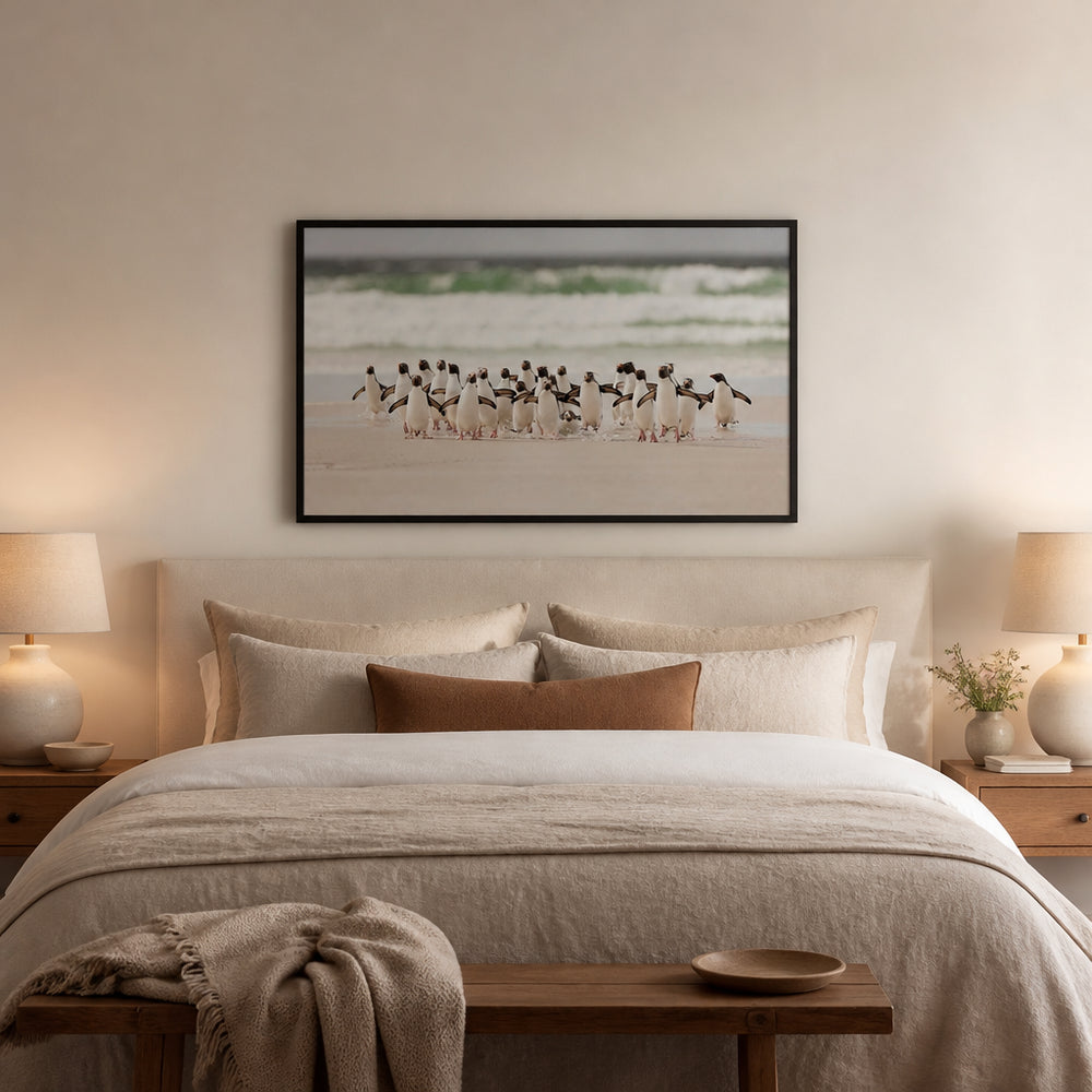 Room mockup featuring Penguin Desembarco Photo Print