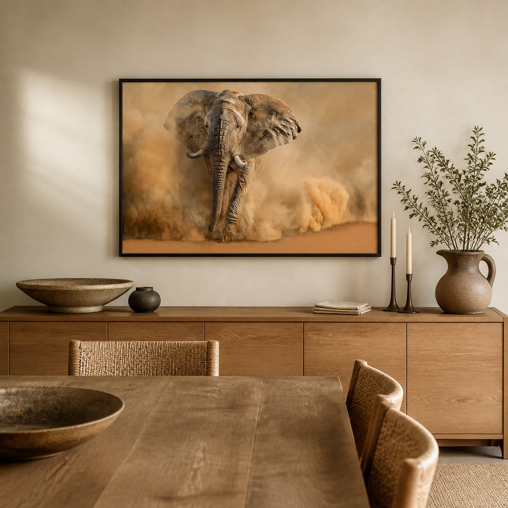 Room mockup featuring Elephant Desertstorm Photo Print