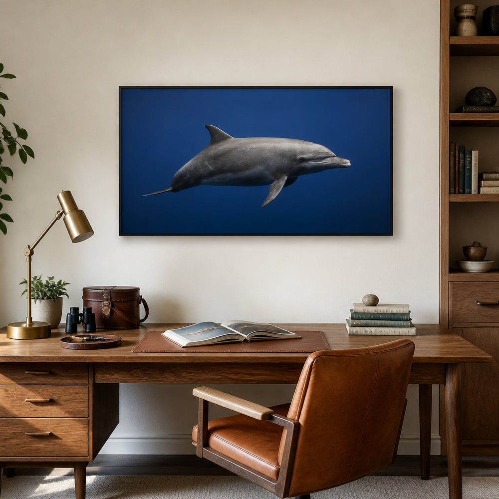 Room mockup featuring Aqua Grace Dolphin Photo Print