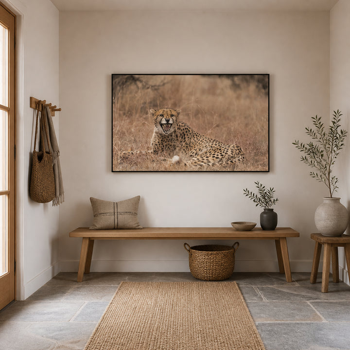 Room mockup featuring Cheetah's Roar Emotion Photo Print
