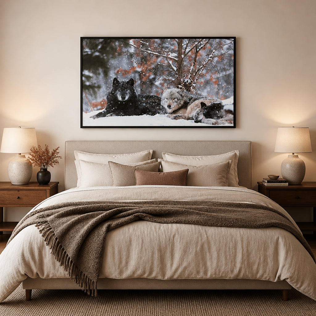 Room mockup featuring Winter Wolf Family Photo Print