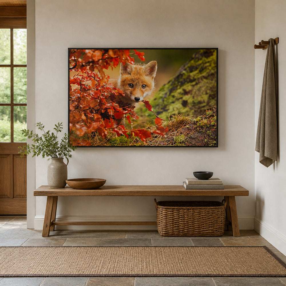 Room mockup featuring Autumn Fox Whisper Photo Print