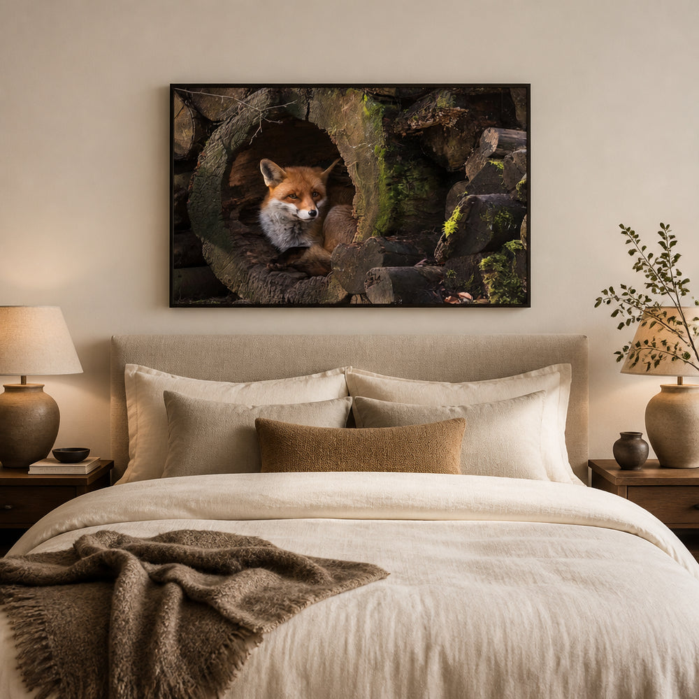 Room mockup featuring Forest Den Fox Photo Print