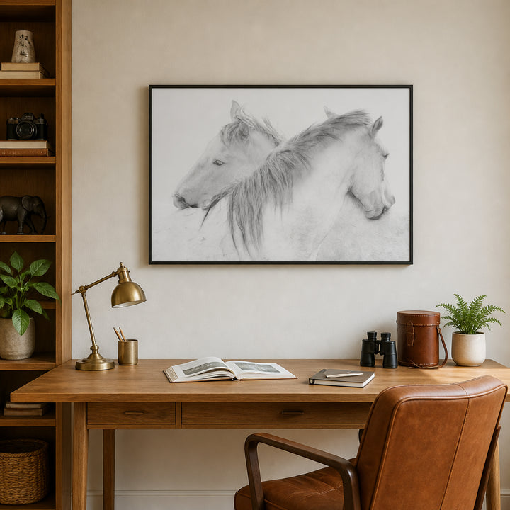 Room mockup featuring Whispering Horses Photo Print
