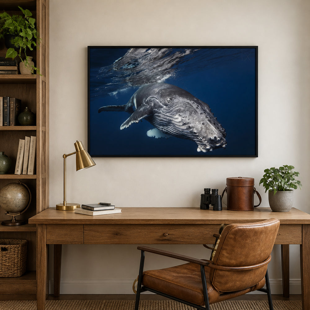 Room mockup featuring Ocean Majesty Humpback Whale Photo Print