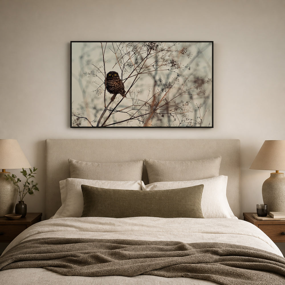 Room mockup featuring Owl In The Thicket Photo Print