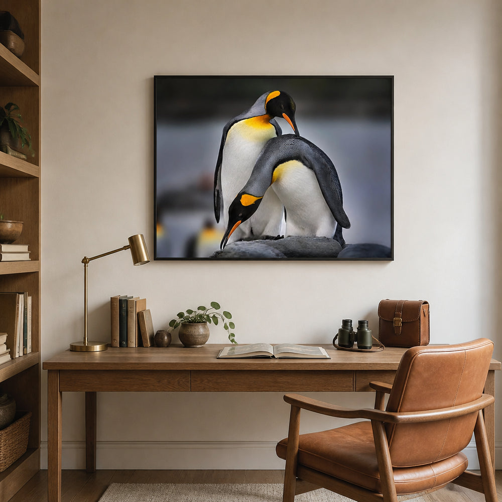 Room mockup featuring Penguin Lovers' Embrace Photo Print