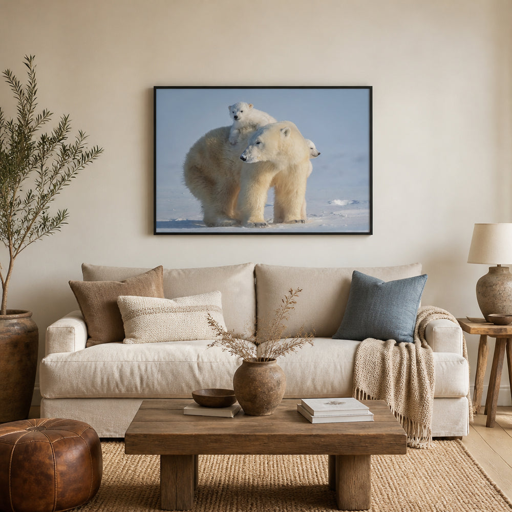 Room mockup featuring Polar Bear Family Adventures Photo Print