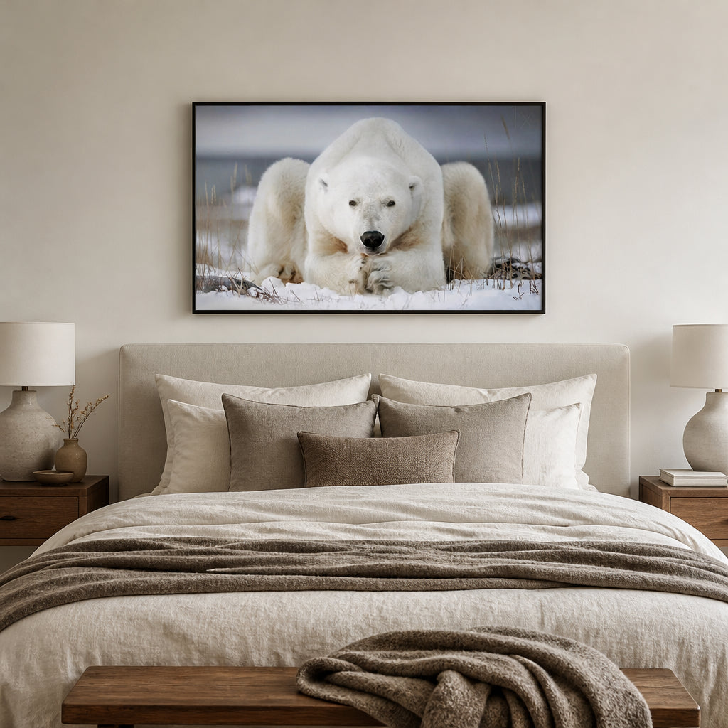 Polar Awakening Run Photo Print shown in a styled room